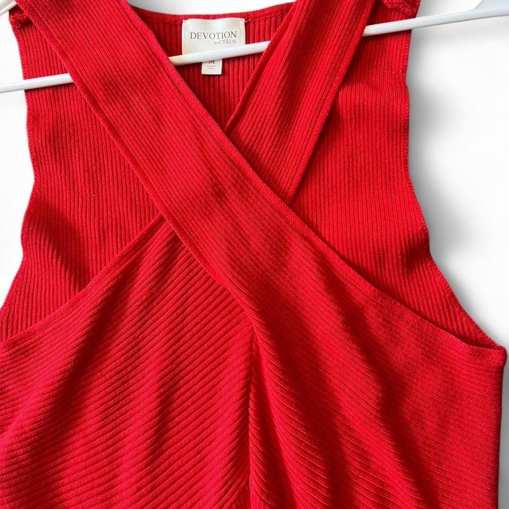 Red Devotion by Cyrus midi dress with cross-over detail - Picture 3 of 4
